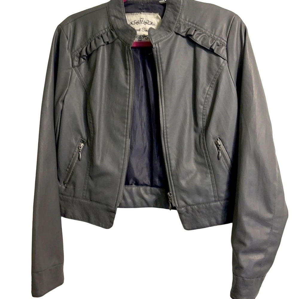 Heart Soul Grey Faux Leather Jacket